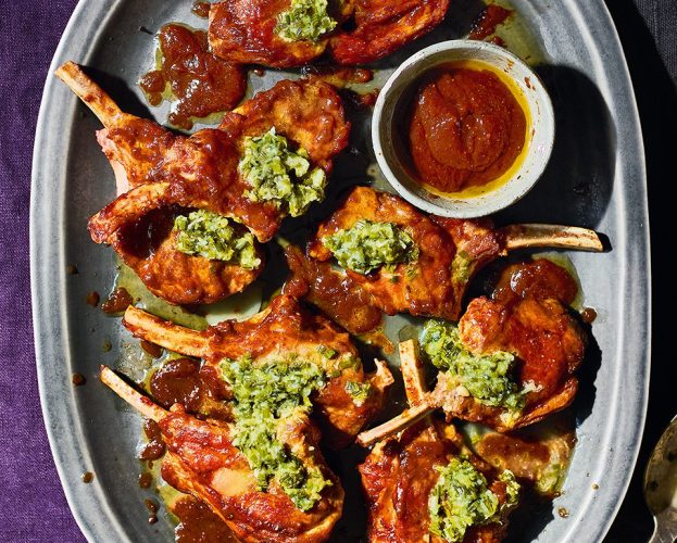 Doenjang butter lamb chops with spring onion gremolata