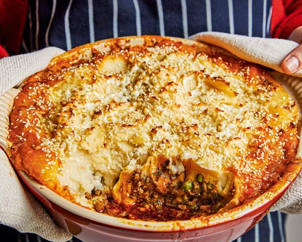 Spiced shepherd's pie with feta and tahini mash