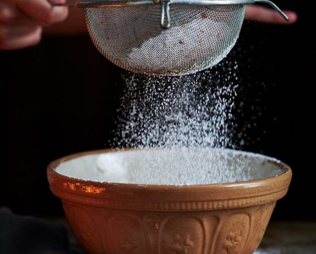 Sifting flour
