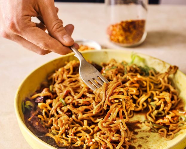 Calum Harris' kinda-carbonara vegan noodles