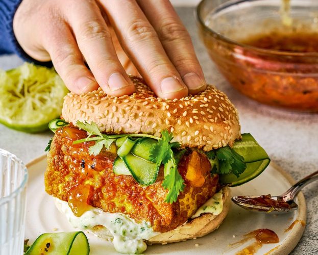 Calum Harris' sticky hot mango tofu burgers