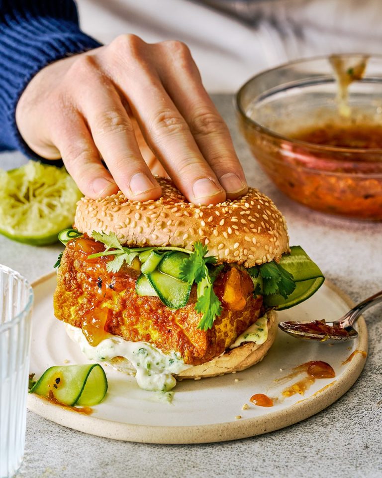 Calum Harris' sticky hot mango tofu burgers