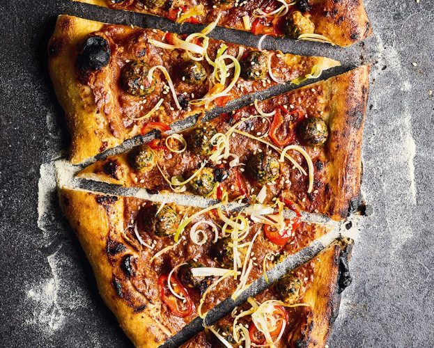 Pork, peanut and chilli flatbreads