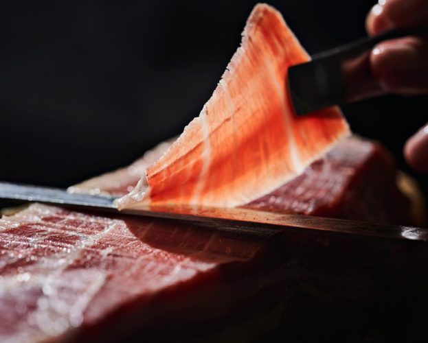 Ibérico ham being sliced