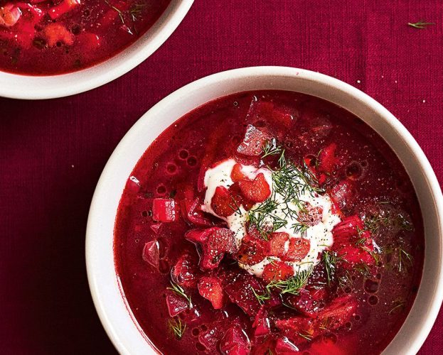 Rbubarb and beetroot borsch