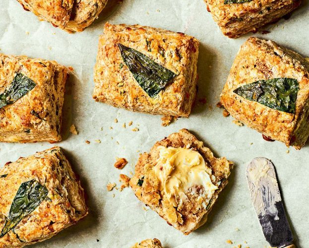Wild garlic and cheddar scones