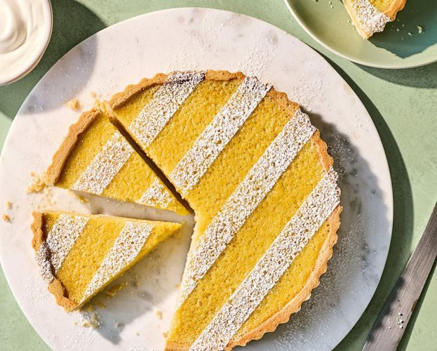 Elderflower and gooseberry tart