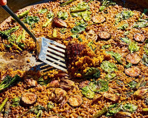 Paella verde (vegan green paella)