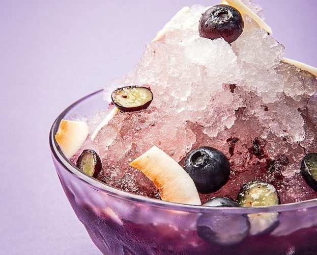 Coconut and blueberry granita