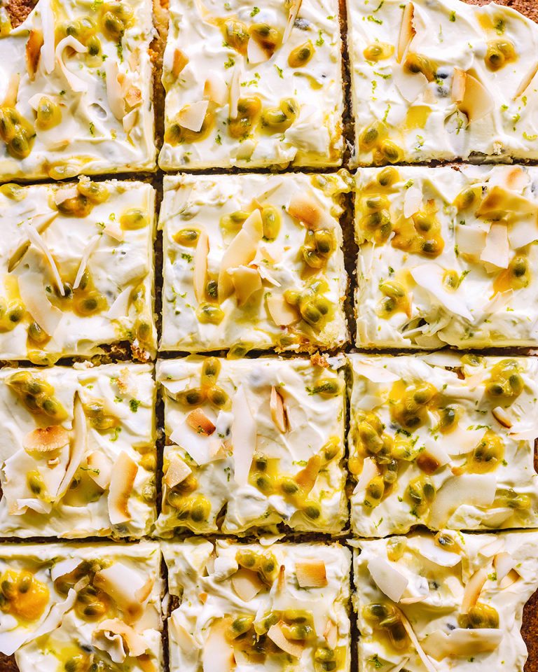 Paul Hollywood’s coconut and passion fruit traybake