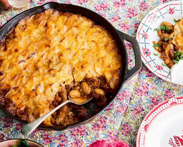 Lamb hotpot with merguez and butter beans